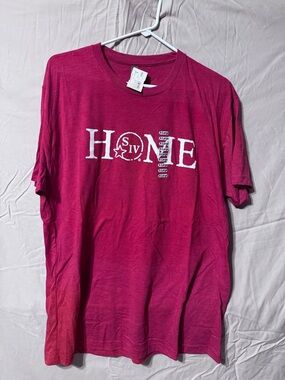 Next Level Apparel Men's Short Sleeve T‑Shirt in Red with White Print